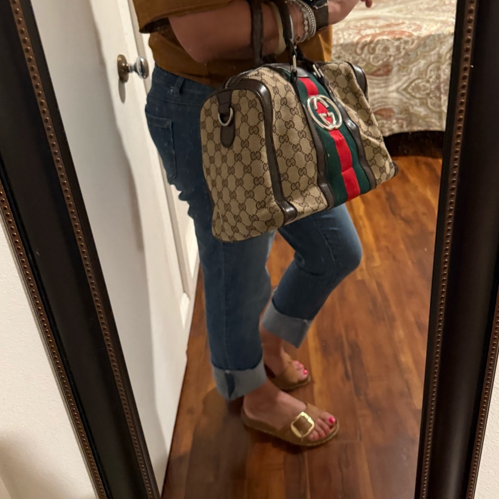 Beige Boston Style Bag Handbag Satchel Purse                  M357 - Picture 11 of 16